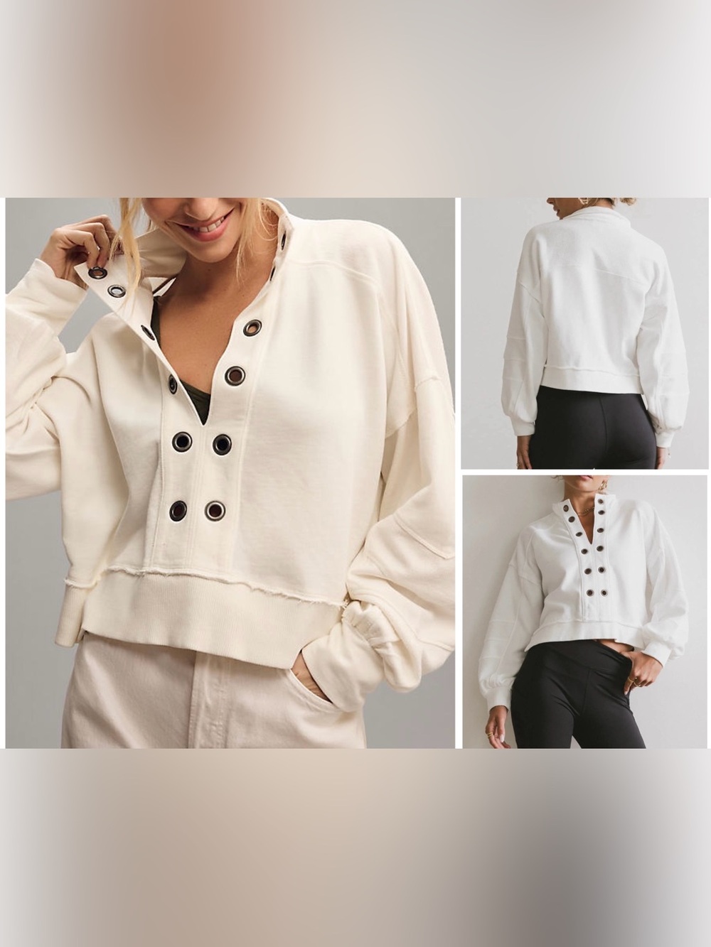 NWT Anthropologie Pilcro Kamrie Pieced Popover Top - white - XS